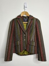 Boden Tweed Blazer Size 6 Brown Country Jacket 100% Wool Stripe Preppy