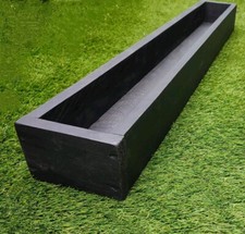 Black wooden long herb planter - black,