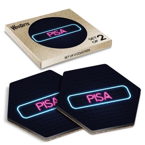 Hexagon mdf coaster neon sign - hexagon,