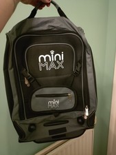 Mini Max Black Rolling Suitcase/Rucksack With Lock And Teddy Bear Seat Kids