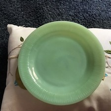 Vintage Fire-King Jadeite Ribbed Dessert Plates -x2 + two dessert bowls  