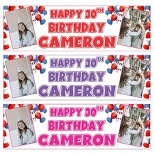 x2 PERSONALISED PHOTO BANNER BANNERS BIRTHDAY CHRISTENING ANY EVENT PARTY EXPENS
