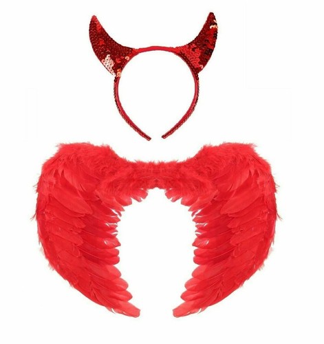 Red devil feather wings sequin - devil, wings+sequin