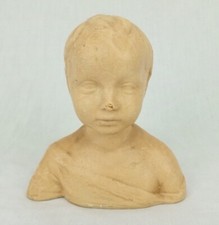 Antique Infants bust Old Vintage  after Donatello sculpture ,chalkware painted