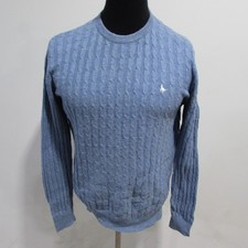 Jack Wills Aran Wool Blend Jumper Blue Chest 46/48 Size L SKU Y14537