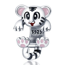 Sterling Silver 925 Tiger Charm Zoo Animal Lover  Pet Cat Bead Mum Sister Bestie