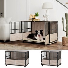 Dog Crate Furniture, Dog Cage End Table Indoor w/ Cushion for Large Dogs