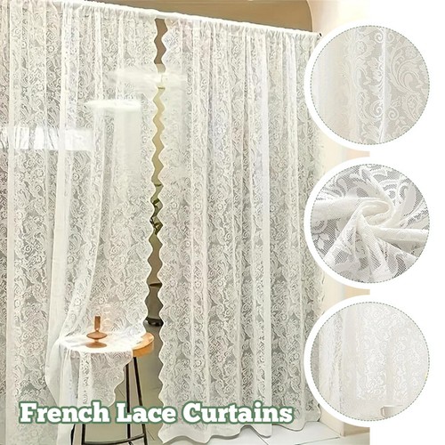 French lace floral curtains - french,