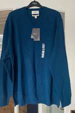 BNWT M&S MENS GENTS TEAL PURE LAMBSWOOL V NECK JUMPER 3XL (50-52)