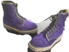 Vintage Dr Martens 1460 purple velvet textile boots UK 6 EU 39 Made in England