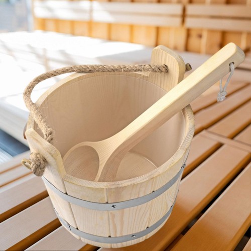 Premium wooden sauna bucket - wooden,