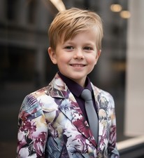Boys Floral Blazer Slim Fit
