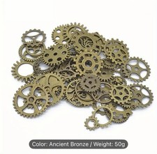 Vintage Mixed Mechanical Cogs & Gears - Ancient Bronze  - 50gms - Approx 40+ pcs