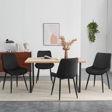 2X Faux Leather Velvet Dining Chairs Padded Dining Room Kitchen Chair Set Family