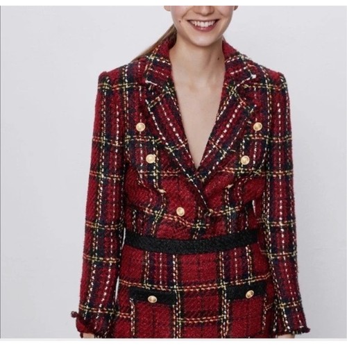 Zara double breasted checkered - breasted,