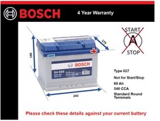 Battery fits MAZDA 2 CX30 3 6 TRIBUTE 121 Bosch 027 540A 60Ah Quality