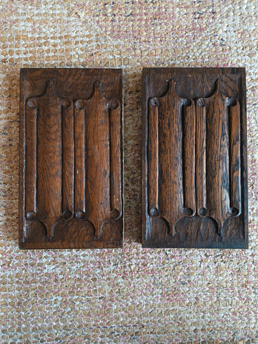 Antique carved oak linenfold - antique,