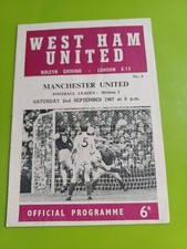 WHU V Man Utd Football Programme.  LD1.  2.9.1967. Very Good Condition.