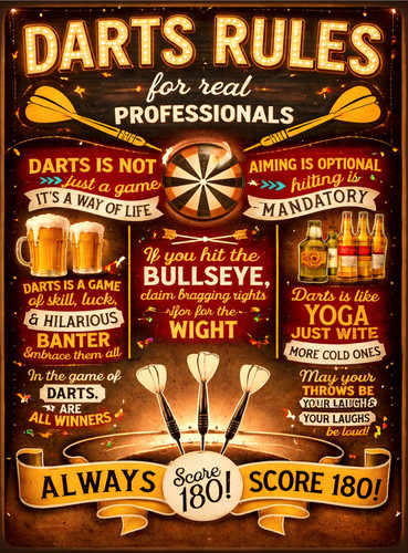 Funny darts rules - darts, tin