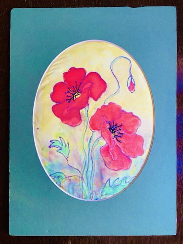 Silk painting poppies - silk, painting,