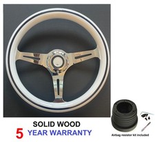 WHITE WOOD STEERING WHEEL &