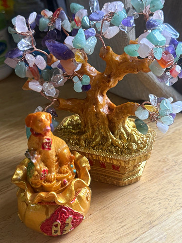 Gold tone gemstone tree - gold-tone,
