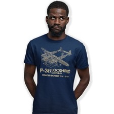 P-38 Lightning Fighter Bomber Blueprint T-Shirt Aircraft Birthday Gift