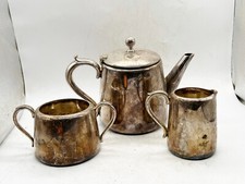 VINTAGE SILVER PLATE TEAPOT SUGAR BOWL MILK JUG E&Co ELKINGTON CO