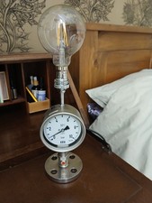 Industrial Table Lamp -  Pressure Gauge - Upcycled - Steampunk