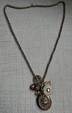 Vintage Gold Chunky Chain Multi Charm Locket Pendant Necklace Erickson Beamon