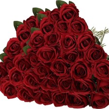 50 Pcs Velvet Rose Artificial