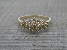 Stunning 9ct Gold 1ct Champagne Cognac Diamond Cluster Ring UK Size Z+ 1 1.2