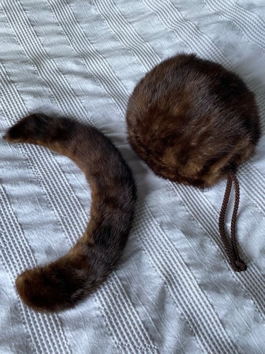Vtg real fur childs - , muff