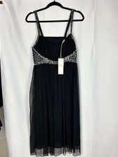 John Rocha Silk Beaded Black Dress NWT Midi Evening Cocktail Party Size M