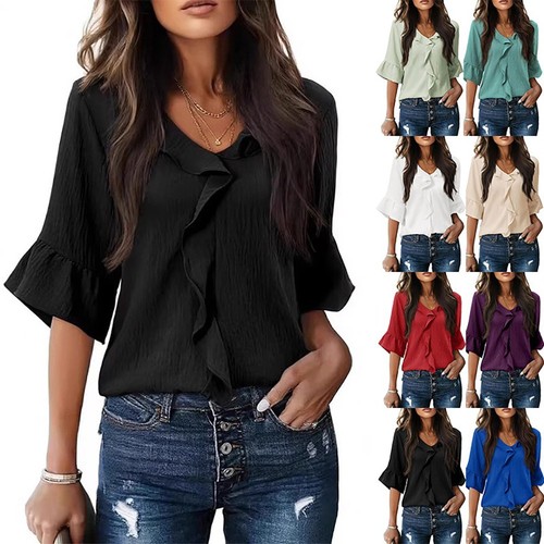 Women neck ruffle blouse - ruffle,