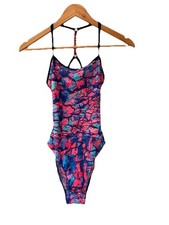 Funkita One Piece Swimsuit Abstract Pink Pattern Size 10 Strappy Back