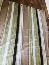 *Single * curtain panel eyelet sage green stripe design , width 64" by 72" drop