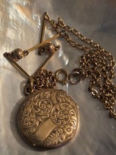 Antique T+H Rolled Gold/plated Locket And Chain
