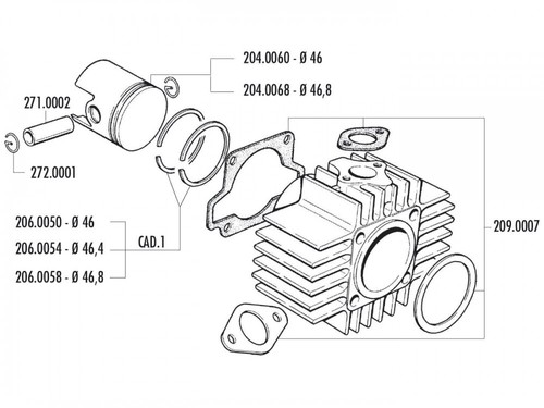 Polini piston ring 65cc - polini,