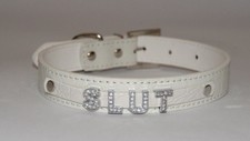 SLUT White Bondage Collar