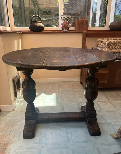 Oval dark wood drop leaf - oval,