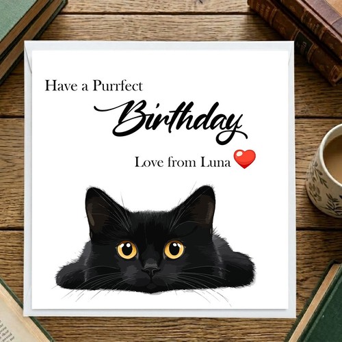 Personalised black cat - black,