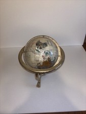 Vintage Mother of Pearl Ornamental World Globe on a Brass Stand with Compass