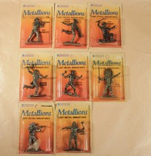 VINTAGE c1980 8 X LONE STAR METALLIONS COWBOY INDIAN METAL FIGURES