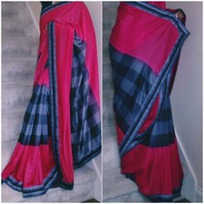 Bollywood Designer Saree Hot Pink Fabric cloth material sewing