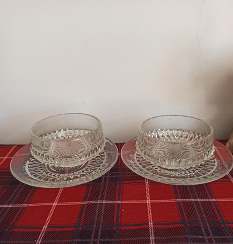 Pair glass dessert dishes - pair,