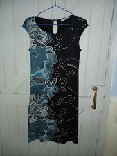 Tu Sainsbury's Sleeveless Black And Teal Dress Size 8