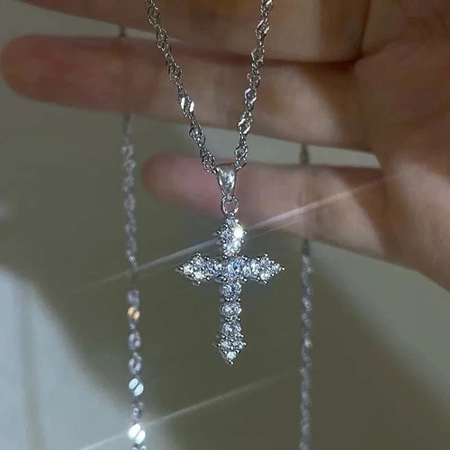 Sparkly cross pendant chain - sparkly,