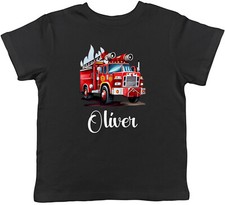 Personalised Fire Engine Kids T-Shirt Brigade Firefighter Childrens Boys Girls