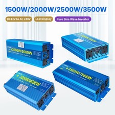 1500W 2000W 3500W Pure Sine Wave Power Inverter 12V 24V to 240V Converter W/ LCD